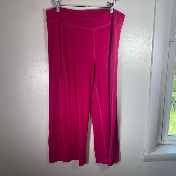 fresh produce Pants - Fresh Produce Crop Pants Sz L Pink Stretch Yoga Activewear Wide Leg